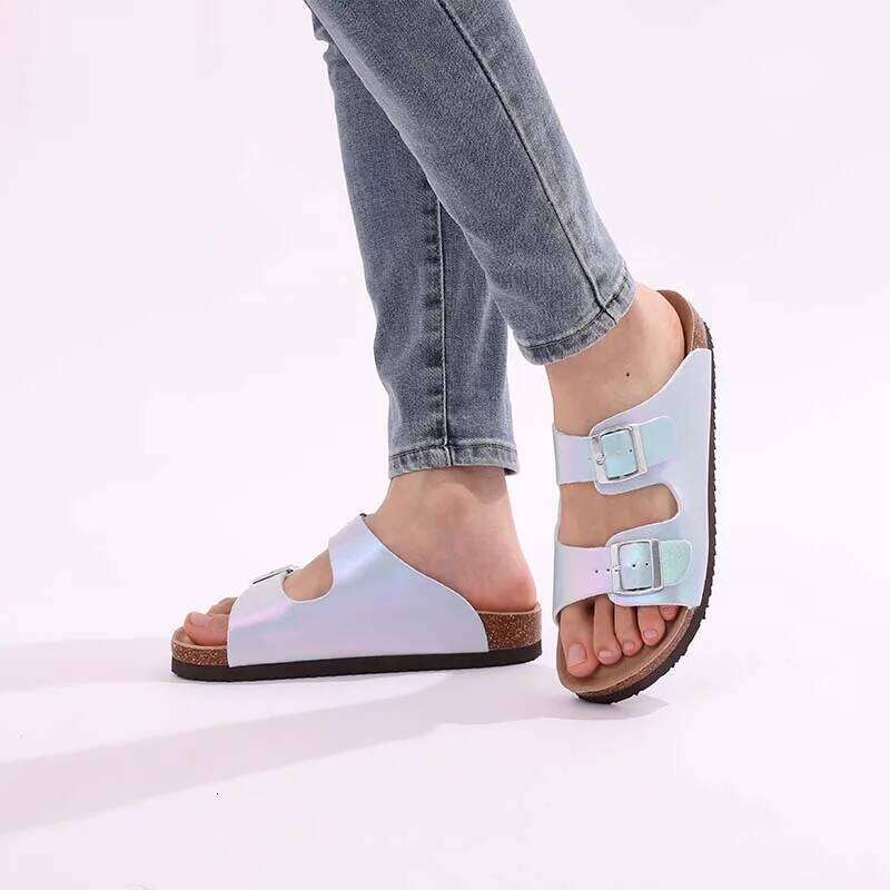 Kidmi For Women's Popular Comfortable Summer Beach Slippers Indoor And Outdoor Sandals With Fashion Double Metal Buckle