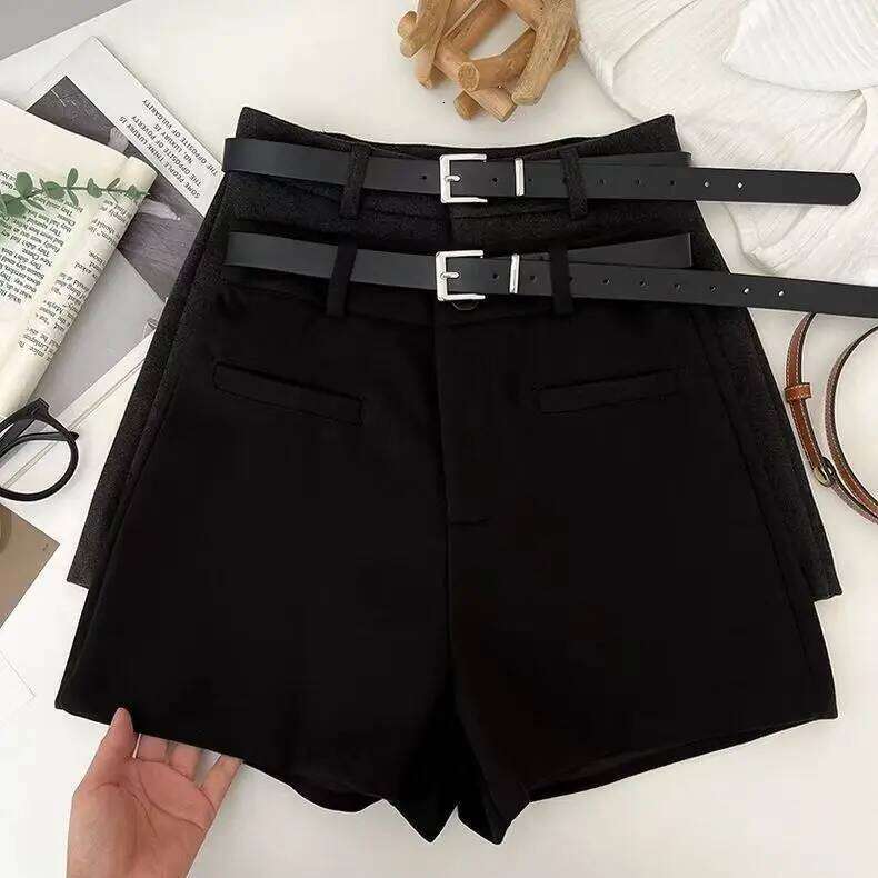 2025 Autumn Winter Woman Suit Short High Waist Show Thin Wide Leg Boots Pants a-Line Skirt Without Belt XJ260305