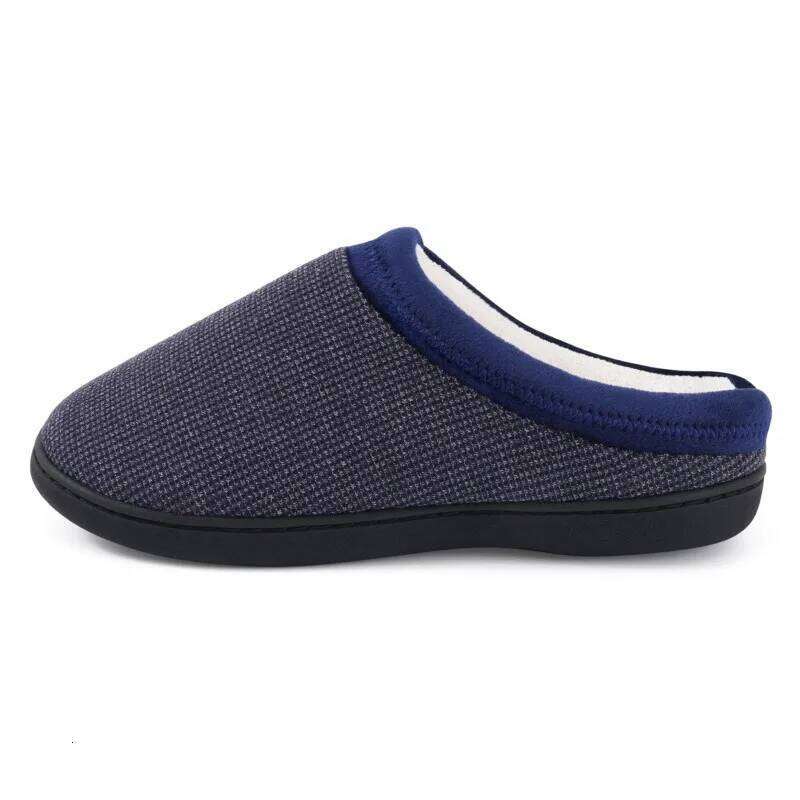 Kidmi Winter Casual with Memory Foam Indoor Slides Rubber Soled Flat Cotton Shoes Warm Plush Men's House Slippers