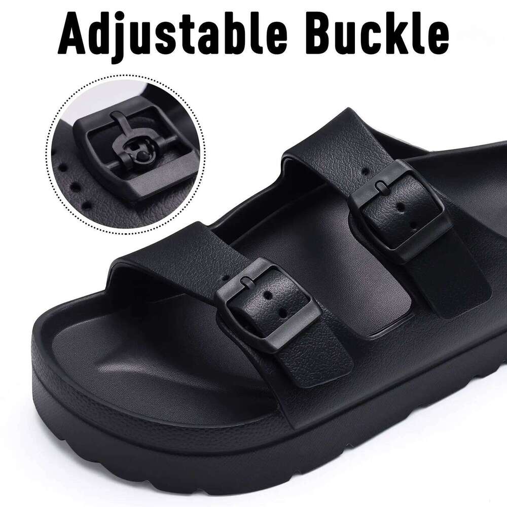 Kidmi Fashion Women's Platform With Arch Support Summer Beach Sandals Outdoor Chunky Lightweight Foam Slip on Slides