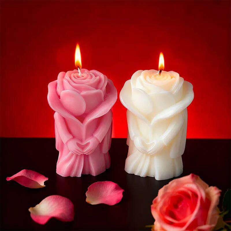 Rose Shaped Scented Candles for Valentine's Day, Creative Ornaments, Romantic Wedding Decoration, Gifts W260304 W260305