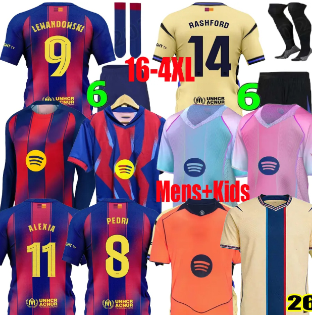 25 26 LAMINE YAMAL soccer jerseys RASHFORD LEWANDOWSKI men kids home away football shirts kits FERRAN GAVI F.DE JONG 2025 2026 Travis alexia kids kit Barcelona