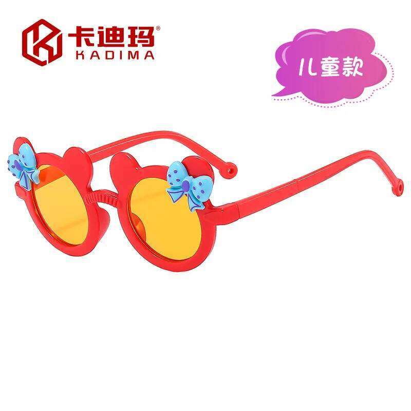 New children's cat eye bow sunglasses 2024 boys girls fashion sun protection beach outings baby glasses oculos infantil uv400 Z260305