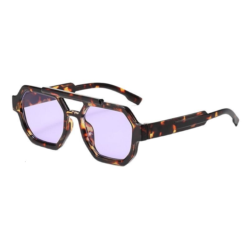 2026 Designer Luxury Brand Polygonal Export New UV Resistant Fashionable Sunglasses Men's High-end Full Frame Glasses