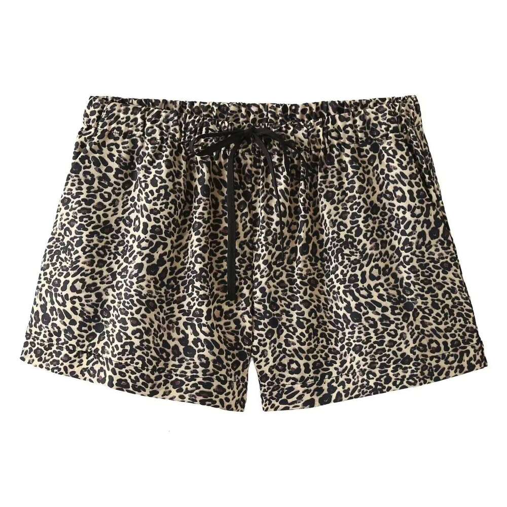 PB&ZA Women's Elastic waist Drawstring Leopard - print Shorts Summer for a Trendy and Comfortable Look XJ260305