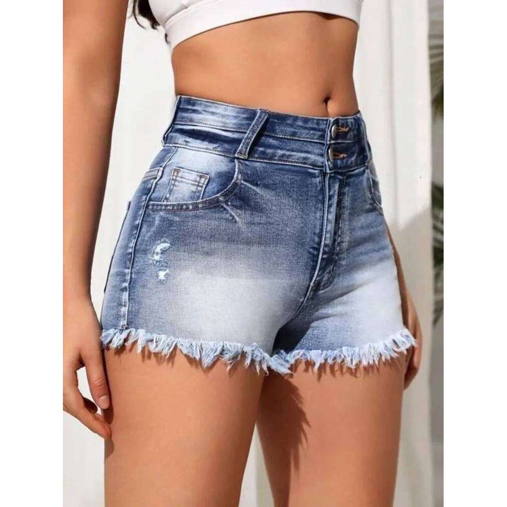 2025 Summer New Fashion Ripped Skinny Denim For Women Sexy Stretch Tassel Jeans Shorts Casual Female Clothing S-2XL XJ260305