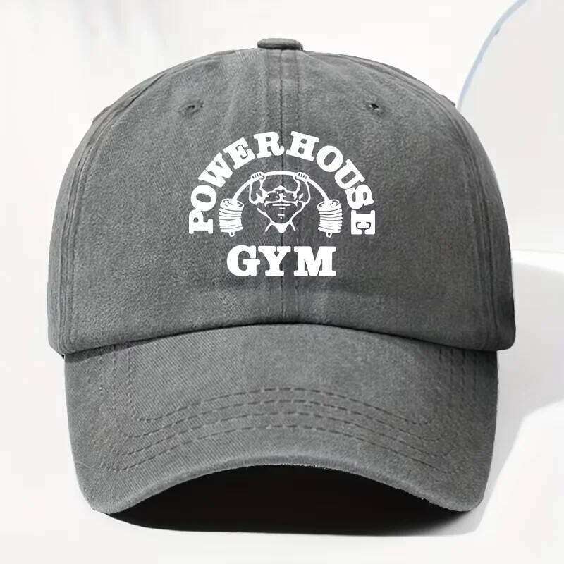 Unisex POWERHOUSE GYM printed vintage washed baseball capadjustable design suitable all seasons for outdoor and daily wear Y260304