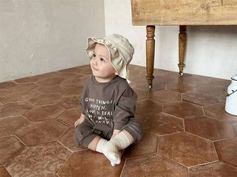 Autumn New Baby Boy Letter Print Romper Newborn Toddler Girl Long Sleeve Casual Jumpsuit Cotton Infant Loose Clothes 0-24M Z260304