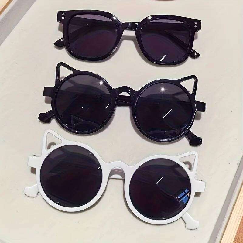 Cute Kitten Ear Cartoon Outdoor Sun Protection Children Sunglasses Classic Kids Eyewear Girls Boys Sunshade Z260305