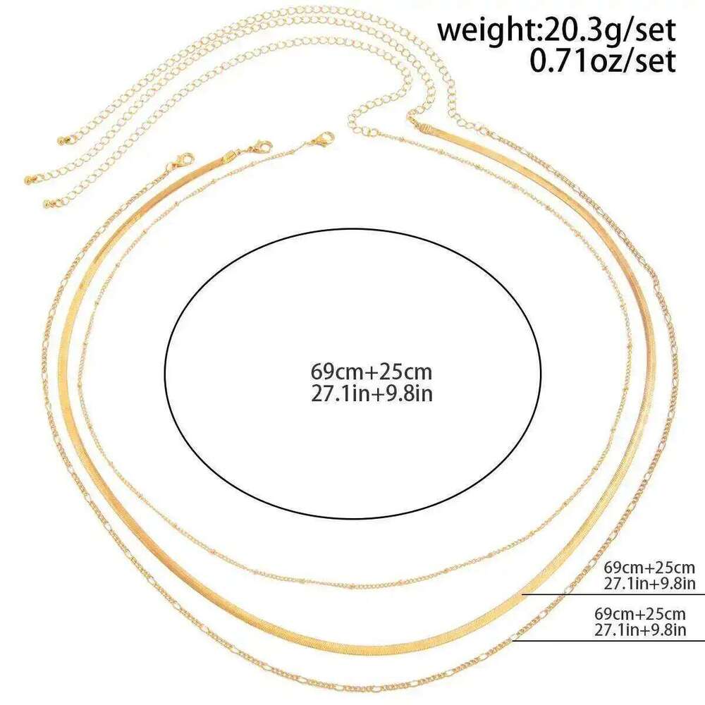 KunJoe 3 Pcs/Set Hip Hop Multi Layer Flat Snake Belly Waist Chain for Women Sexy Summer Beach Bikini Body Jewelry Y2K S260304