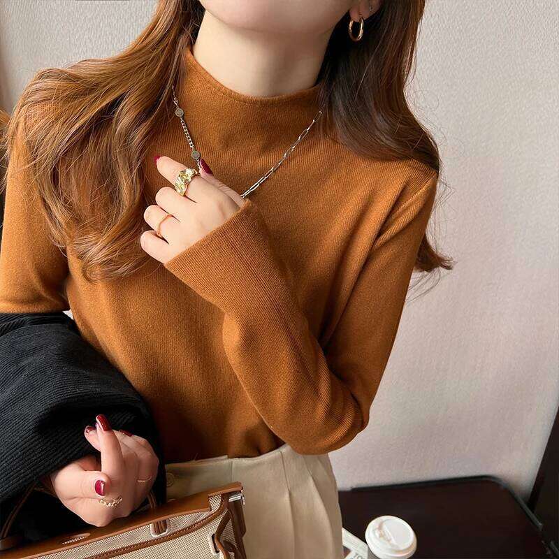 Autumn Winter Pullovers Turtleneck Fashion Slim Tops Women Long Sleeve Bottoming Knitted Sweater XJ260305