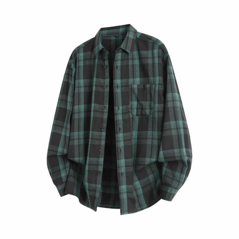 2025 Autumn Fashion Cotton Long SLeeve Mens Shirt New Brushed Red Plaid Business Leisure Fit Flannel No Spring Shirts Men M260305