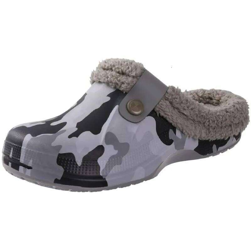 Kidmi Women Fuzzy Winter Fur Lined Adult Indoor Waterproof Comfortable Cotton Shoes Garden Clogs Men Warm Home Slippers