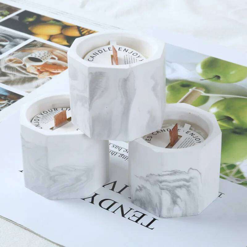 Soy Wax Scented Marble Design Smokeless Aromatherapy Jar Candle, Home Decor Relaxing Gifts for Wedding Birthday Valentin W260304 W260305