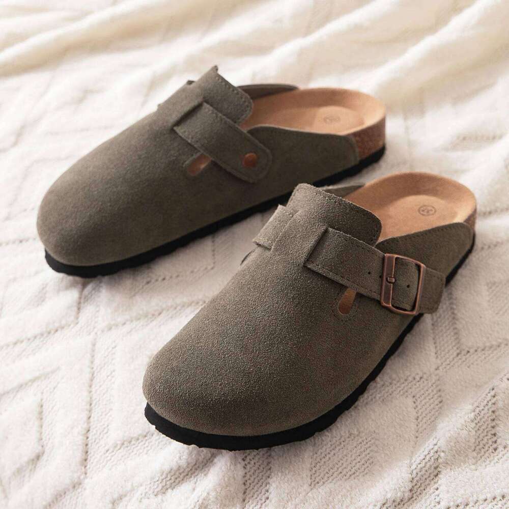 Kidmi Suede Men Slippers Classic Women Mules Outdoor Beach Sandals Nonslip Vacation Pool Clogs Slides