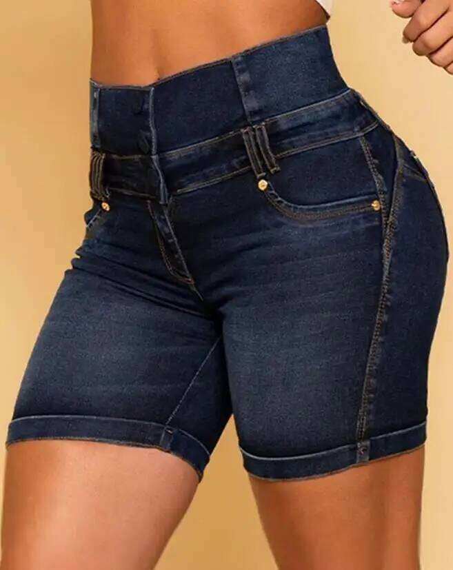Y2K Clothing Women's Pants 2023 Autumn New Fashion Casual Versatile High Waist Pocket Design Denim Shorts Pantalon Femme XJ260305