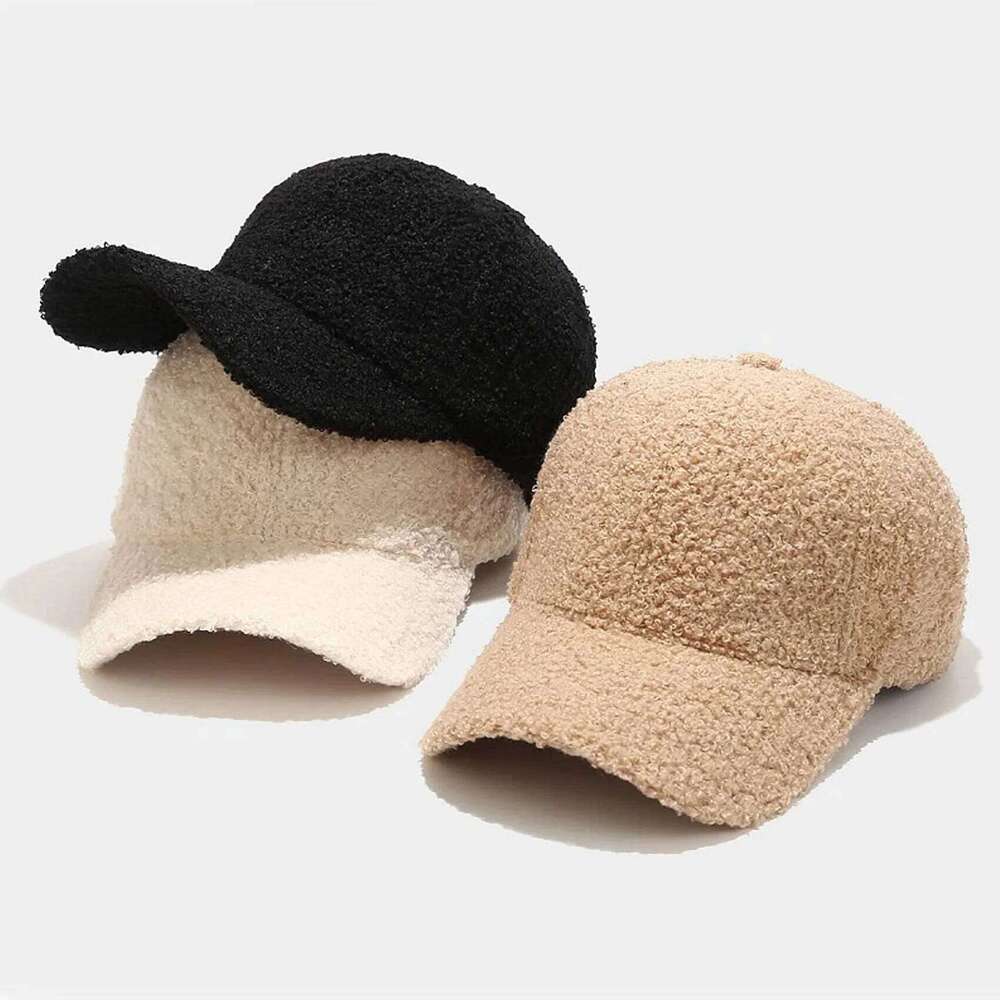 Cashmere Baseball Cap New Winter Windproof Lamb Wool Warm Caps Women Men Plush Simple Hat Casual Comfortable Outdoor Hats Y260304