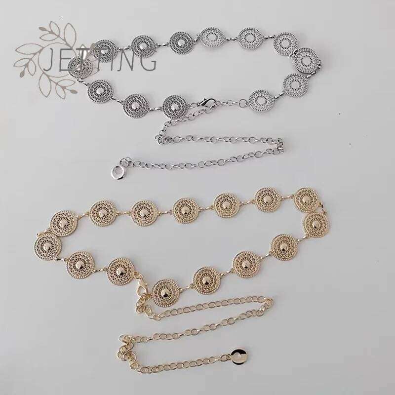 Hot Gold Adjustable Buckle Long Waist Belt Dress Body Chain Fashion For Women Vintage Openwork Metal S260304