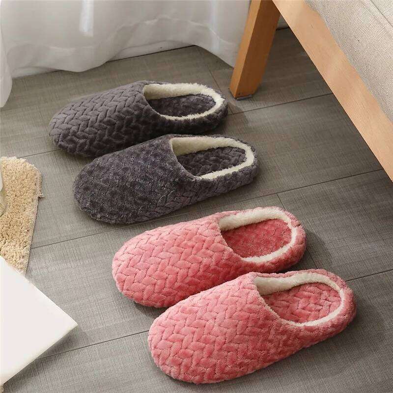 Women Indoor Slippers Warm Plush Lovers Home Slipper Anti Slip Autumn Winter Shoes Woman House Floor Soft Slient Slides SH072701