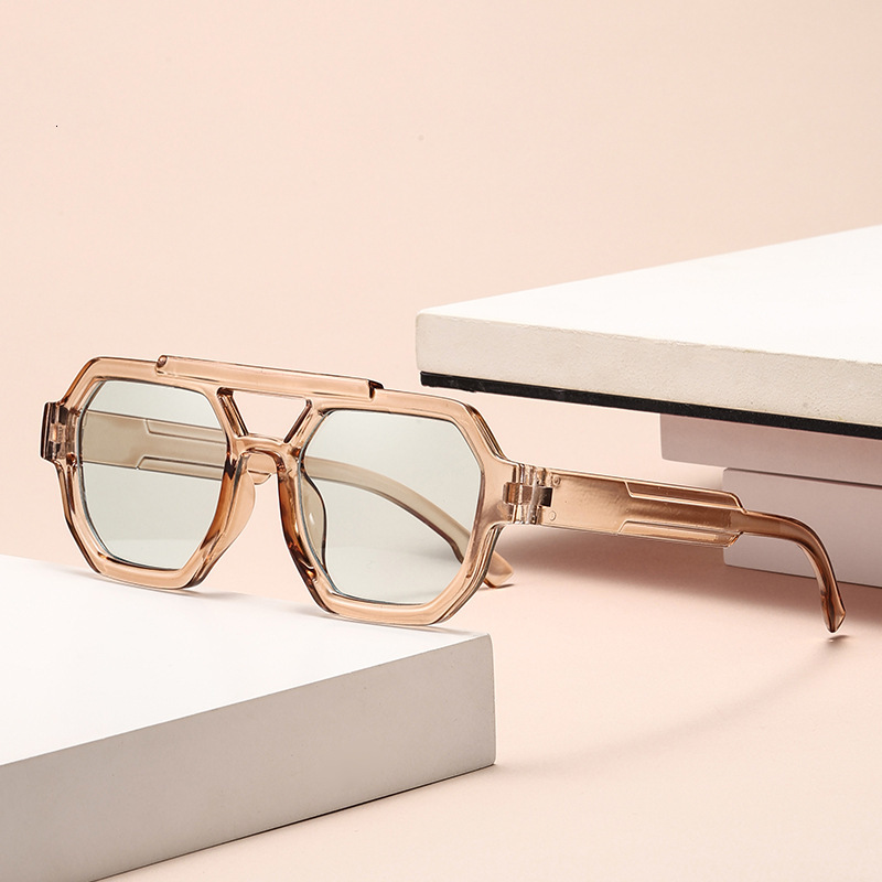 2026 Designer Luxury Brand Polygonal Export New UV Resistant Fashionable Sunglasses Men's High-end Full Frame Glasses