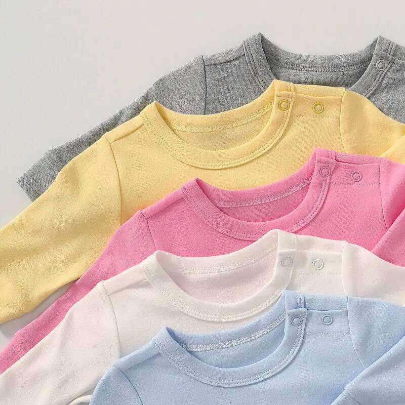 Soft Cotton Newborn Baby Rompers Full Sleeve Infant Boy Girl Solid Color Jumpsuit Basic Clothing Pajamas Outfits Z260304