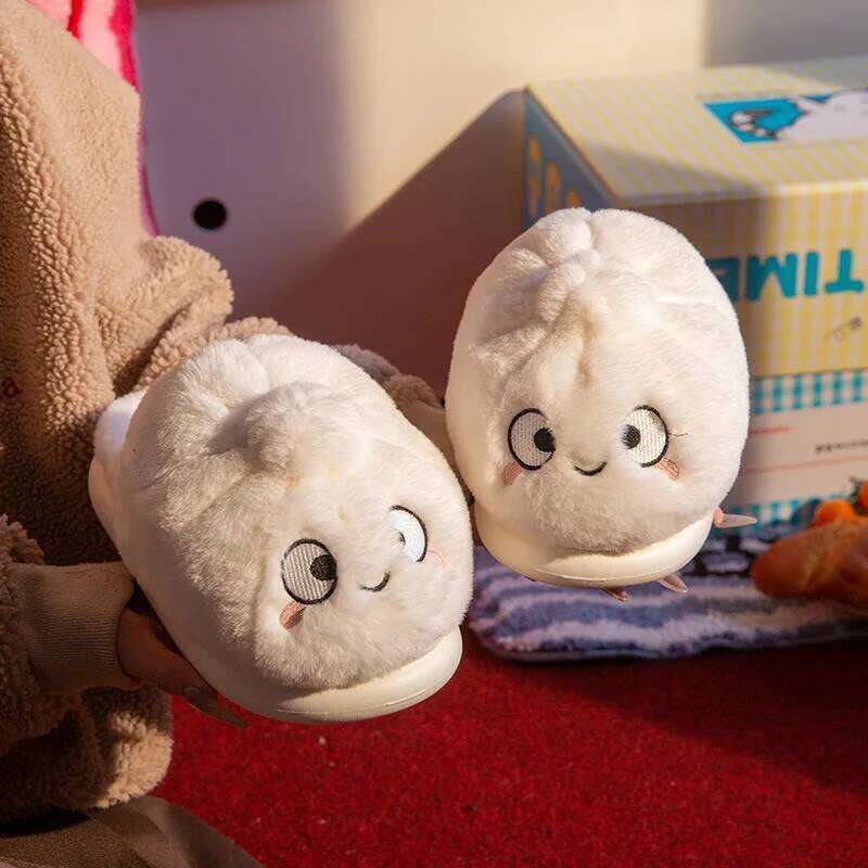 French Fries Cotton Slippers Women Men Autumn Winter Home Floor Shoes Cute Cartoon Warm Faux Fur Couples House Fluffy Slides