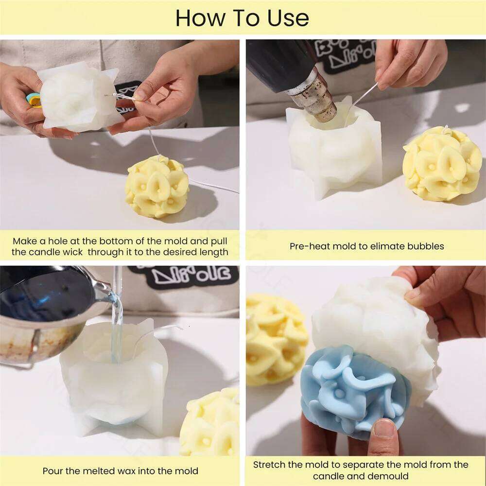 3D Silicone Mold for Aromatherapy Candles, Handmade, Home Decoration, Mother's Day Gifts W260304 W260305