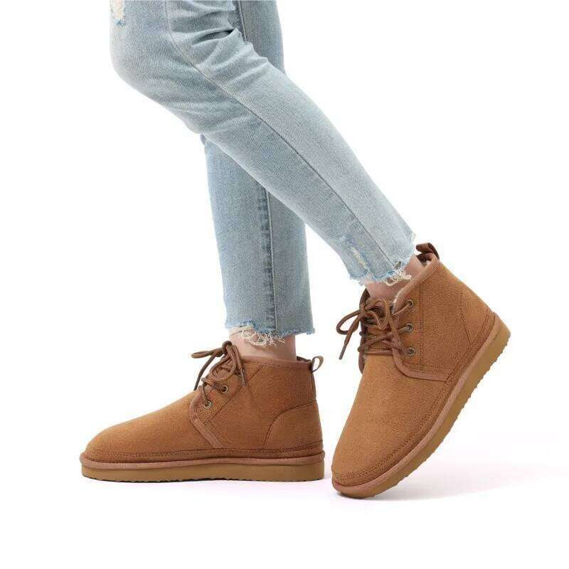 Kidmi New Winter Cozy Soft Soled Cotton Outdoor Keep Warm Non-slip Fur Lined Laces Short Ladies Snow Boots For Women