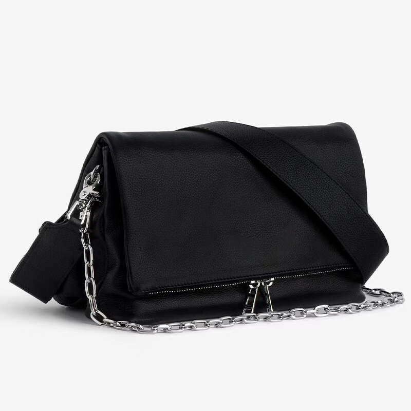 Black Embroidered Double-Layer Women's Shoulder New Fashion Handbag Crossbody Luxurious Design Vintage Envelope Bag