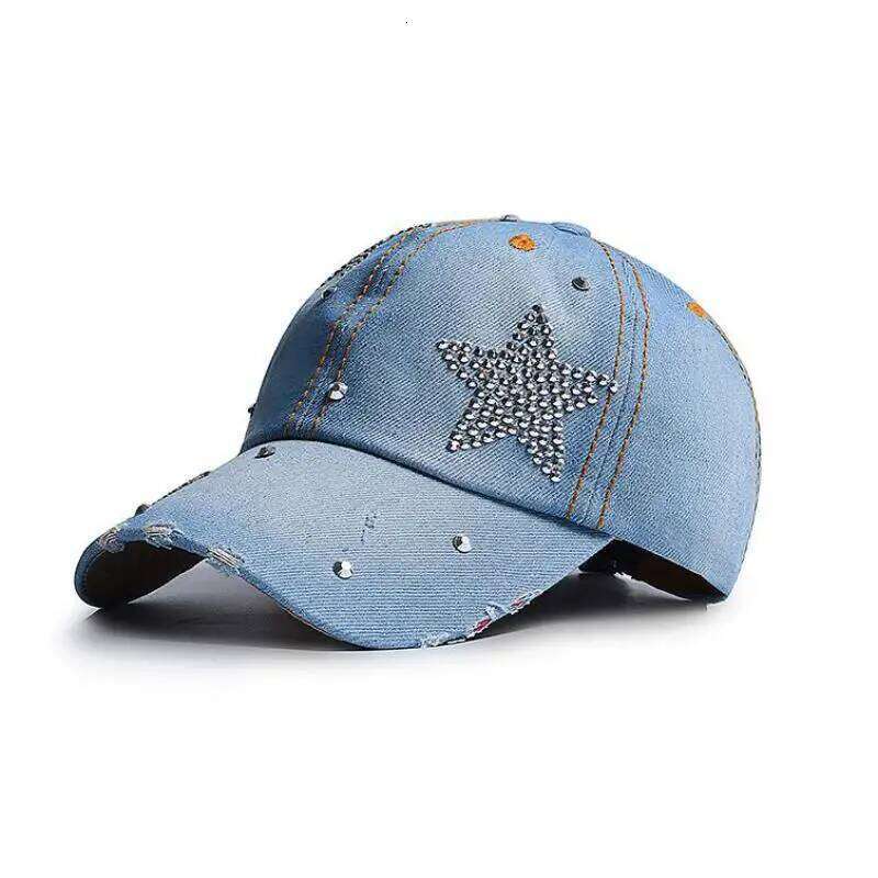 Cap Spring Summer Cowboy Rhinestone star Denim Baseball Hat Women Korean Vintage New Sunshade Y260304