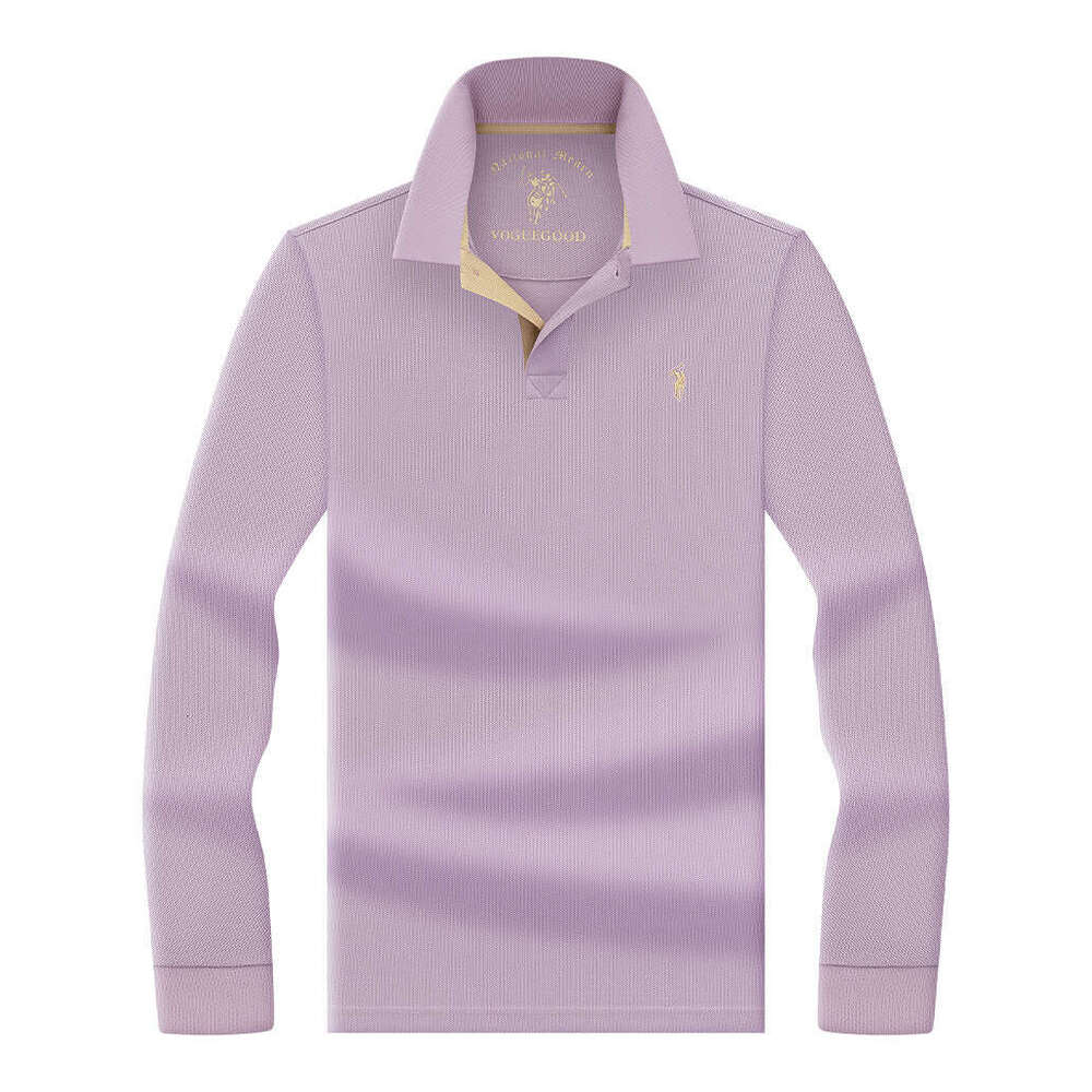 POLO Pure Cotton Embroidery Skin-Friendly Breathable Men's Spring And Autumn Turn-Down Collar High-End Clean Version Business Long Sleeve Shirt