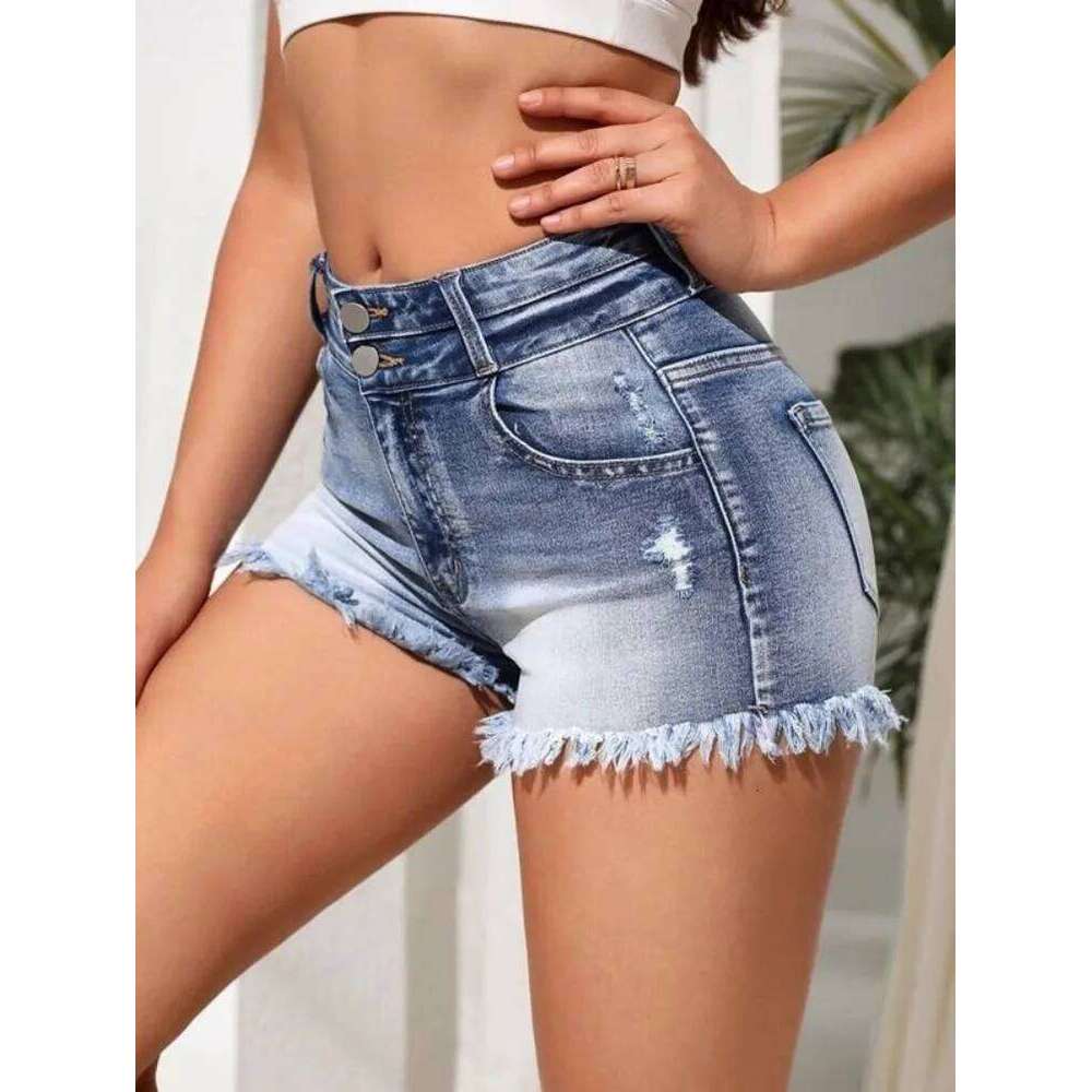 2025 Summer New Fashion Ripped Skinny Denim For Women Sexy Stretch Tassel Jeans Shorts Casual Female Clothing S-2XL XJ260305
