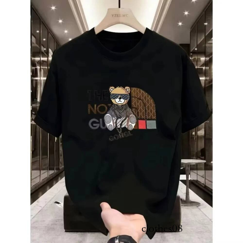 26 Spring and summer Bear Print Pure Cotton Women's Korean Casual All-round Collar Short-sleeved Fashion Tee Luxury T-shirt ins