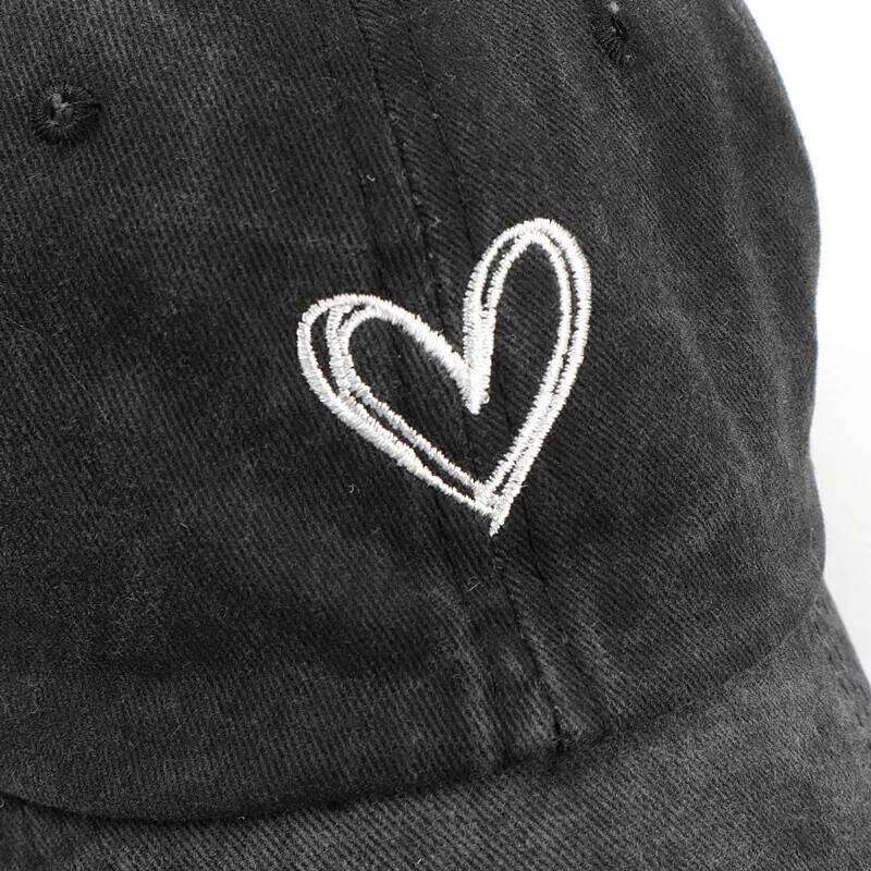 Retro Washed Distressed Love Embroidered Duckbill For Women In spring and Summer Large Brim Soft Top Baseball Cap Adjustable Y260304