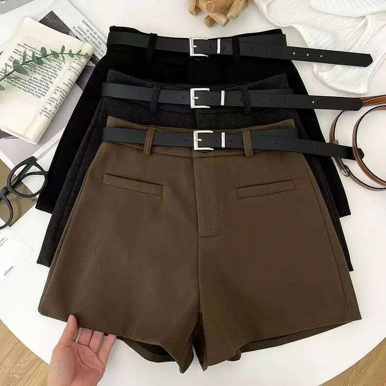 2025 Autumn Winter Woman Suit Short High Waist Show Thin Wide Leg Boots Pants a-Line Skirt Without Belt XJ260305