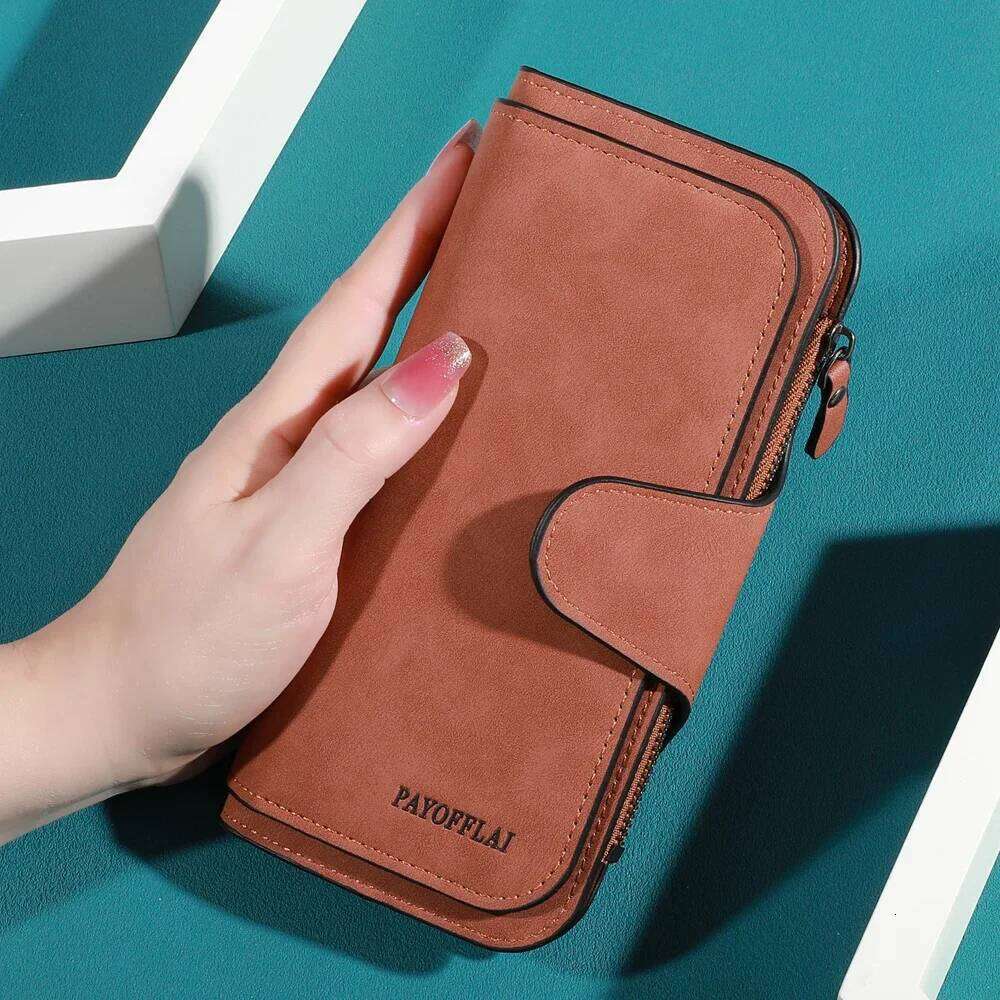 Ladies' long wallet mobile phone - large capacity three fold design, with multiple card slots and zippered coin pockets C260304