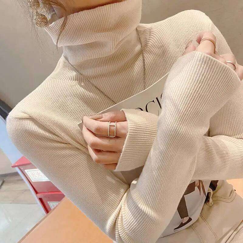 Fashion Solid Color Slim Turtleneck Sweater 2025 Autumn Winter New Casual Versatile Warm Pullovers Long Sleeves Women's Clothing XJ260305