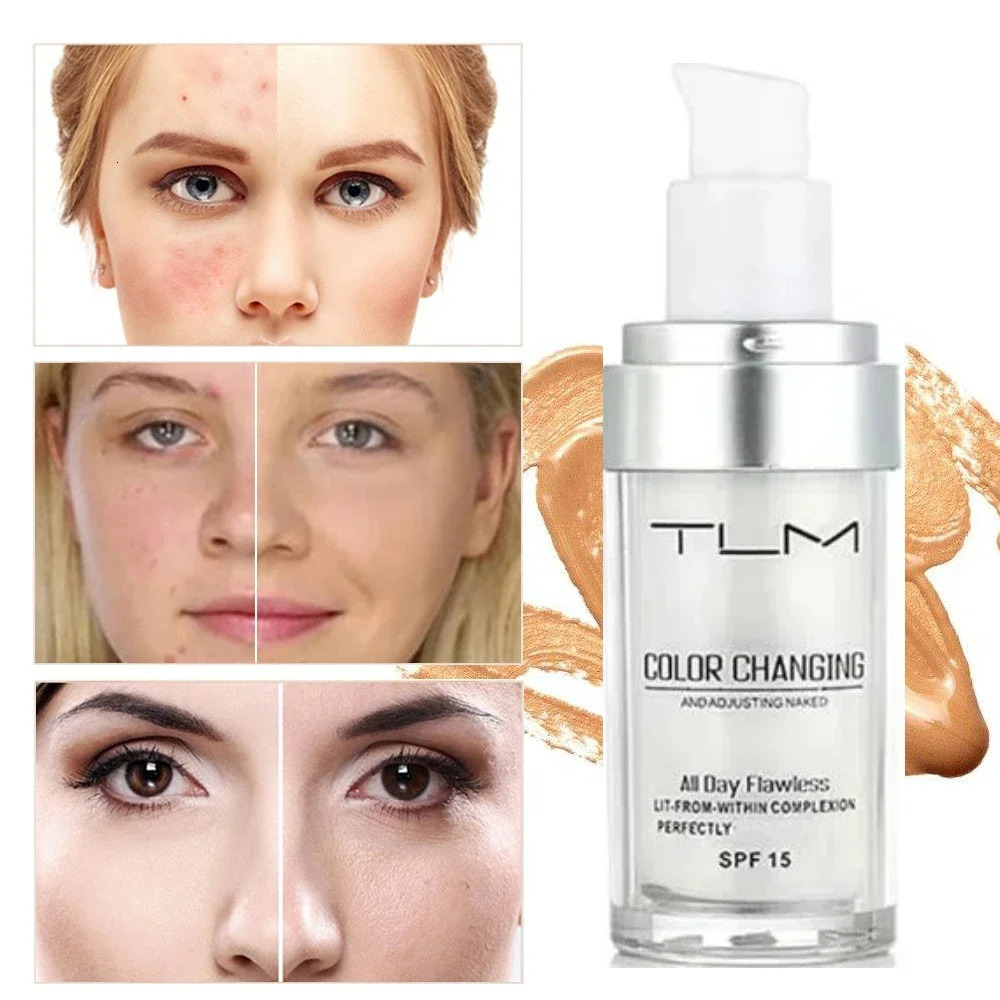 30ML TLM Foundation Color Changing Makeup Base Nude Face Full Cover Matte Concealer Long Lasting Make Up Liquid Foundation Cream 260305