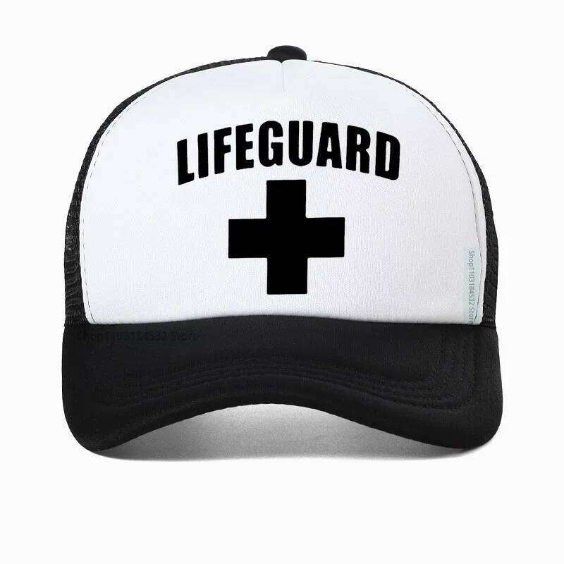 Funny Lifeguard Men hat high quality Red Lifeguarding Unisex Baseball Cap Adjustable Mesh Breathable Trucker hats Casquette Y260304