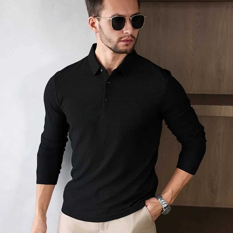 Mens Business Casual Long SLeeved Shirt Solid Color Fashionable Breathable Comfortable Versatile Top M260305