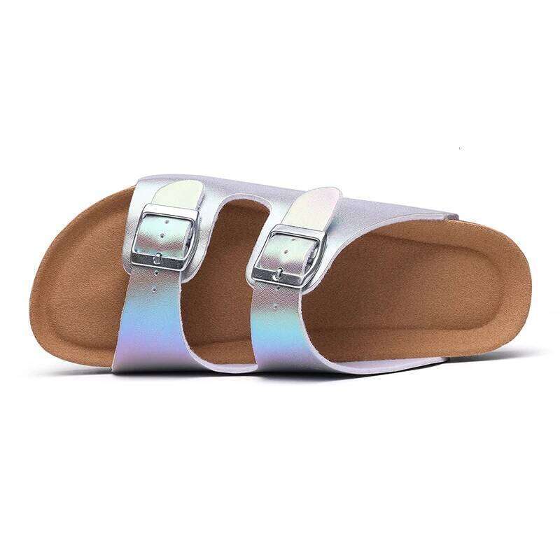 Kidmi Slippers Summer Clogs Cork Mules Beach Slides With Double Buckle Outdoor Women Flat Sandals
