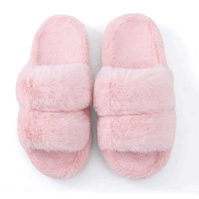 Kidmi New Plush Fashion Women's House Shoes Indoor Warm Fluffy Open Toe Slides Women Winter Fuzzy Slippers