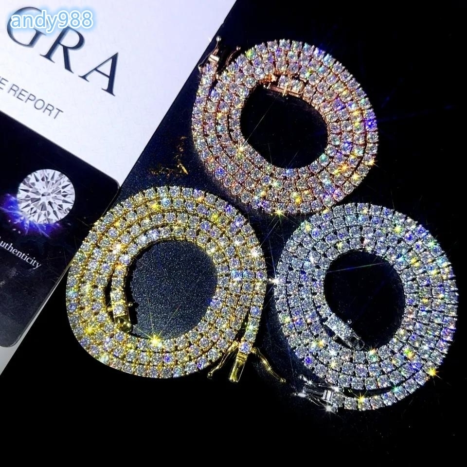 Cheapest Price Tennis Chain 3mm 4mm 5mm GRA Hip Hop Jewelry 925 Sterling Silver VVS D Color Diamond Moissanite Tennis Necklace
