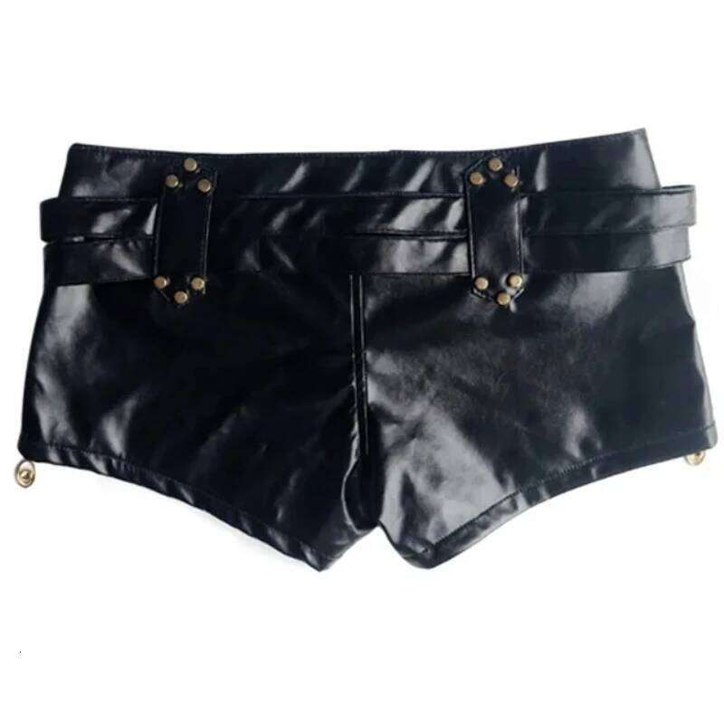Vintage Sexy Low Slim Waist Pu Retro Leather Belt Ultra Casual Shorts Boots Women Bodycon Beach Party Fashion Summer Y2k New XJ260305
