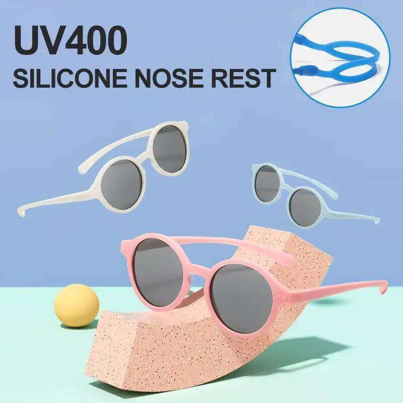 0-4-year-old Sunscreen Travel Kids New Silicone Children's Sunglasses Outdoor Polarized UV Resistant Baby Glasses Z260305