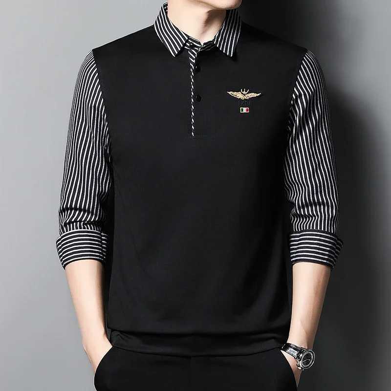 2025 New Mens Casual and Fashionable Long SLeeved Shirt with Contrasting Print Anti Wrinkle Top M260305