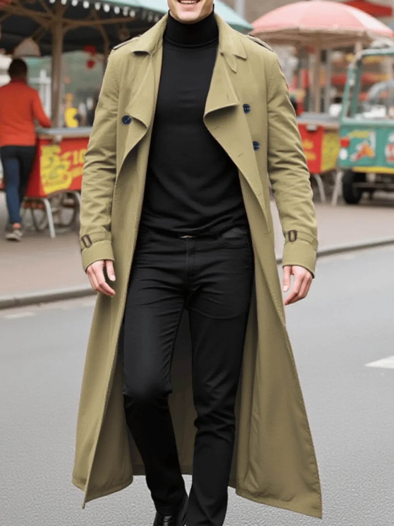 Mens Fashion Long Trench Coat For Autumn Exquisite Buttons Business Casual Style European And American XLong Trend With Belt 260302