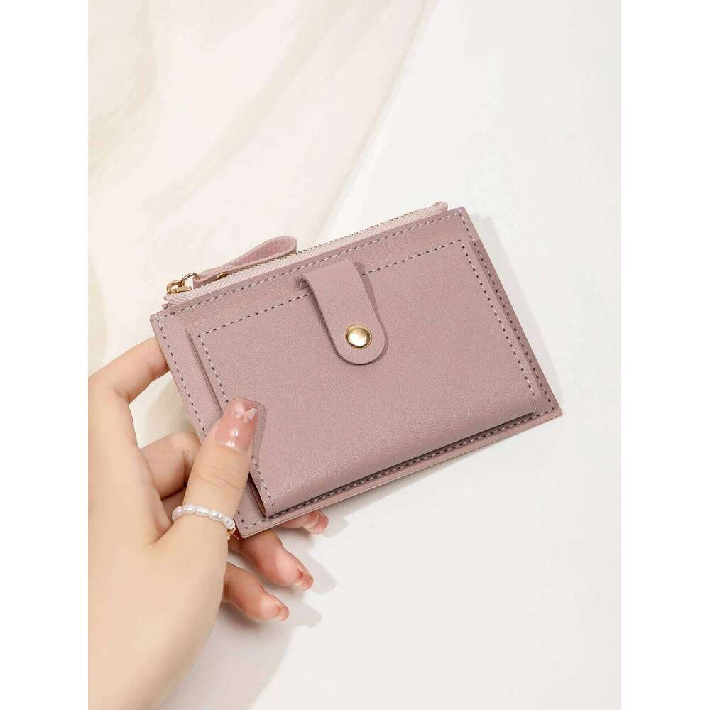 Fashionable Simple and ultrathin women's short Lightweight Portable ID Credit Card Holder Bifold Zipper Small Wallet C260304