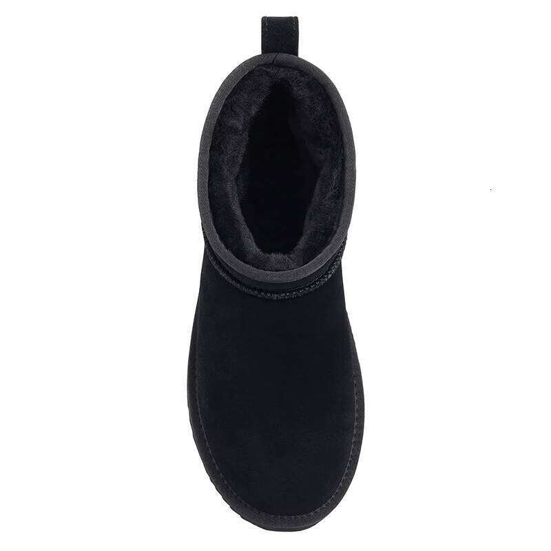 Kidmi Women's Genuine Suede Mini for Winter Fuzzy Short Ankle Boot Fur Lined Snow Boots Women Shoes
