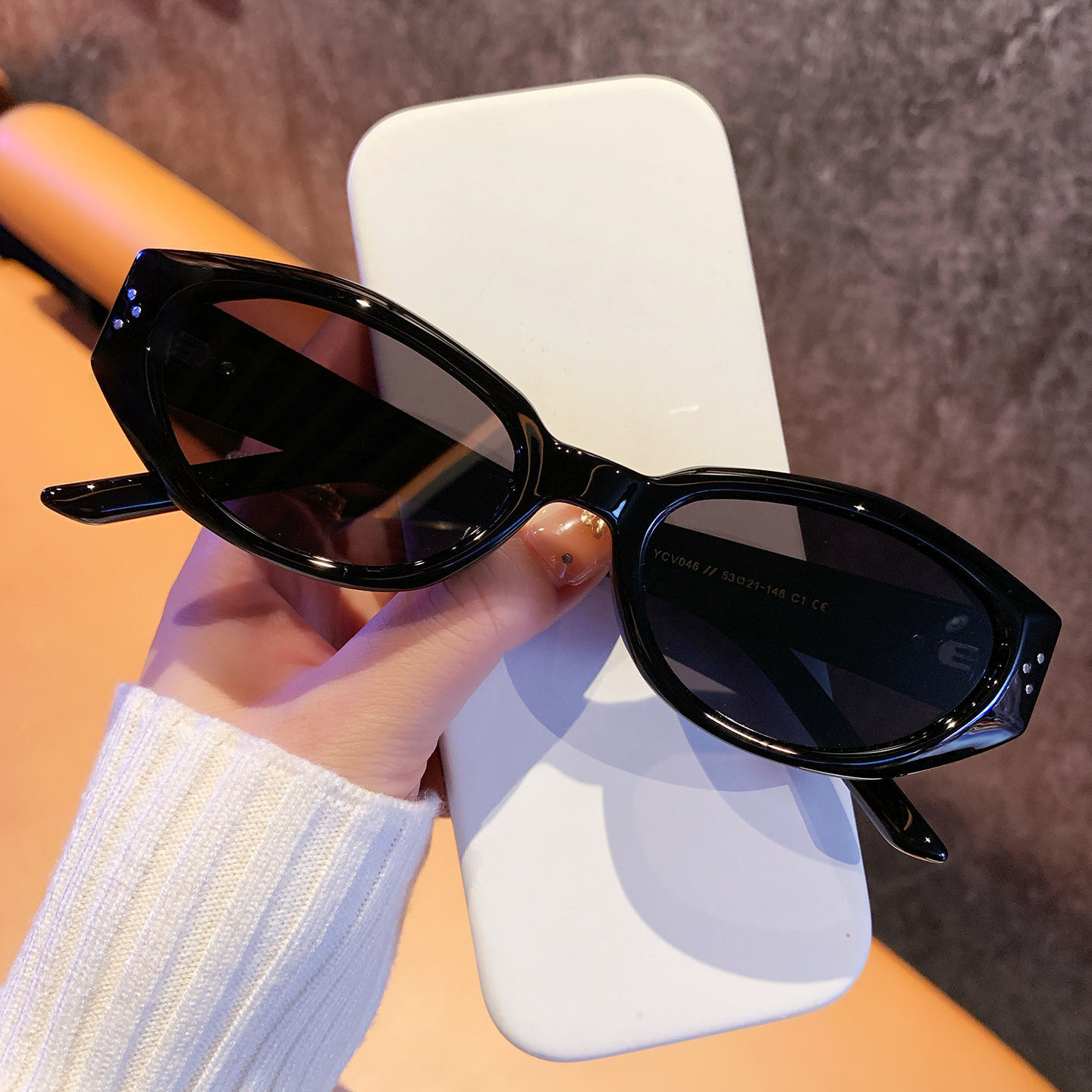 20266 New Designer Luxury Brand TR Small Frame Cat Eye Sunglasses Fashionable And Unique Retro High End Polarized Men's And Women's Sunglass